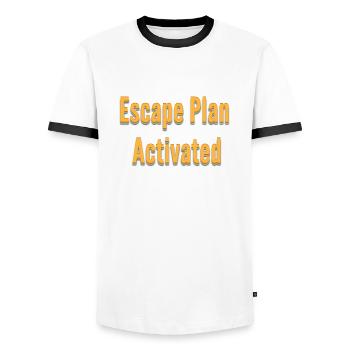 Escape Plan Activated - Men's Ringer Shirt - white/black - Front - AI Model Female 172 light (172cm) & AI Model Male 178 dark (178cm)