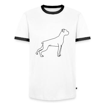 Boxer Lineart 1 - Men's Ringer Shirt - white/black - Front - AI Model Female 172 light (172cm) & AI Model Male 178 dark (178cm)