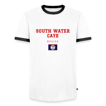South Water Belize - T-shirt contrasté Homme - blanc/noir - Devant - AI Model Female 172 light (172cm) & AI Model Male 178 dark (178cm)