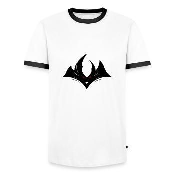Abstrakter schwarzer Drachen Kopf mit roten Augen - Männer Kontrast-T-Shirt - Weiß/Schwarz - Vorne - AI Model Female 172 light (172cm) & AI Model Male 178 dark (178cm)