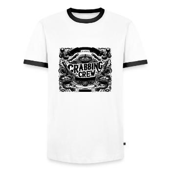 Équipage de pêche au crabe 9 - T-shirt contrasté Homme - blanc/noir - Devant - AI Model Female 172 light (172cm) & AI Model Male 178 dark (178cm)