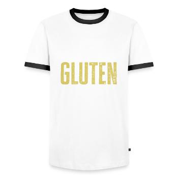 Trop cool pour le gluten - Funny Celiac Design - T-shirt contrasté Homme - blanc/noir - Devant - AI Model Female 172 light (172cm) & AI Model Male 178 dark (178cm)