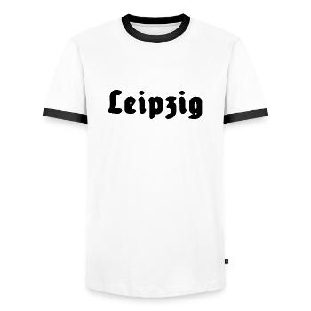 leipzig - Männer Kontrast-T-Shirt - Weiß/Schwarz - Vorne - AI Model Female 172 light (172cm) & AI Model Male 178 dark (178cm)