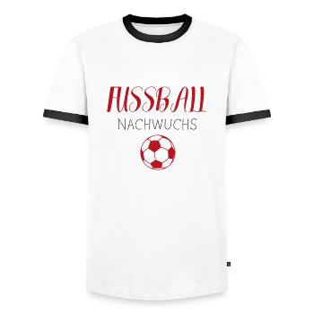 FUßBALL NACHWUCHS - Männer Kontrast-T-Shirt - Weiß/Schwarz - Vorne - AI Model Female 172 light (172cm) & AI Model Male 178 dark (178cm)