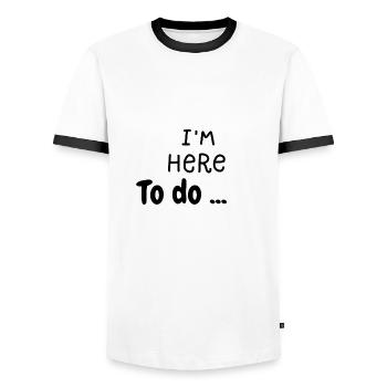 I'm here to do - Men's Ringer Shirt - white/black - Front - AI Model Female 172 light (172cm) & AI Model Male 178 dark (178cm)