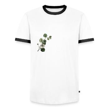 Number 26 Floral Green -26th Floral Birthday - Men's Ringer Shirt - white/black - Front - AI Model Female 172 light (172cm) & AI Model Male 178 dark (178cm)