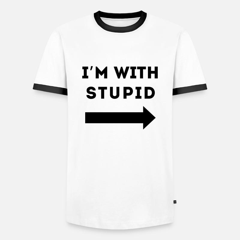 ICH BIN MIT DUMM - Männer Kontrast-T-Shirt - Weiß/Schwarz