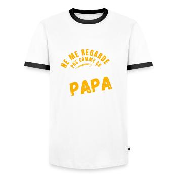 Don't look at me like that -humor baby - Men's Ringer Shirt - white/black - Front - AI Model Female 172 light (172cm) & AI Model Male 178 dark (178cm)