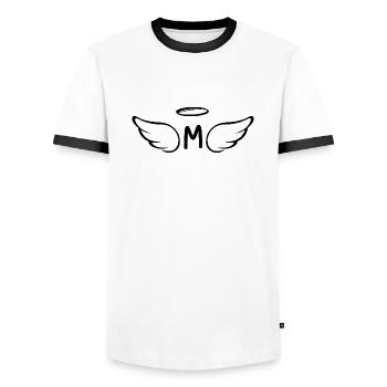 Letter m angel wings - Men's Ringer Shirt - white/black - Front - AI Model Female 172 light (172cm) & AI Model Male 178 dark (178cm)