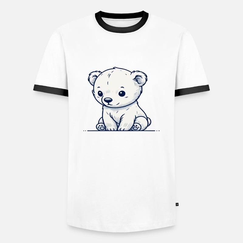 Eisbär - Männer Kontrast-T-Shirt - Weiß/Schwarz
