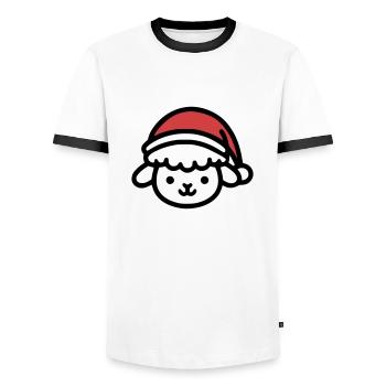 Christmas Cute Sheep - Men's Ringer Shirt - white/black - Front - AI Model Female 172 light (172cm) & AI Model Male 178 dark (178cm)
