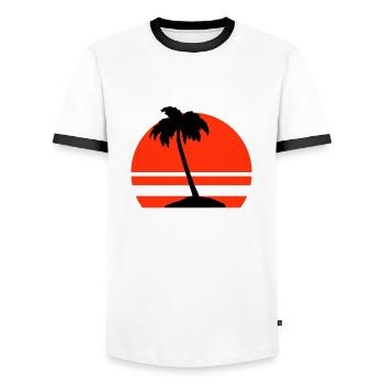 Île Palm - T-shirt contrasté Homme - blanc/noir - Devant - AI Model Female 172 light (172cm) & AI Model Male 178 dark (178cm)