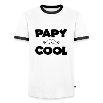 tee shirt papy cool - T-shirt contrasté Homme - blanc/noir - Devant - AI Model Female 172 light (172cm) & AI Model Male 178 dark (178cm)