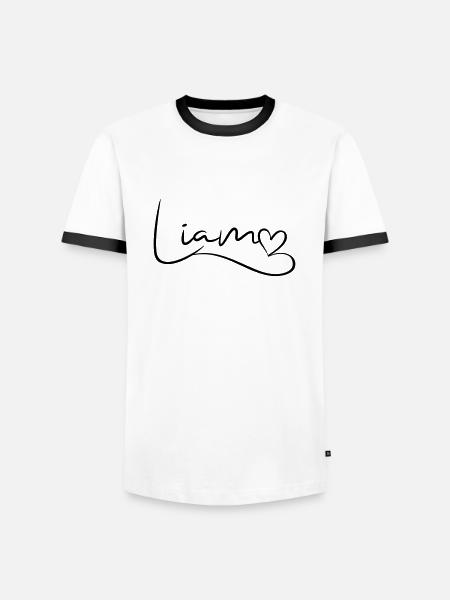 Liam Name Vorname Herzdekor - Männer Kontrast-T-Shirt - Weiß/Schwarz