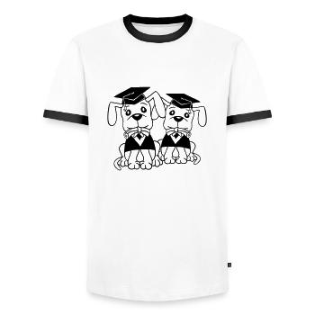 Chiens École Diplôme Certificat Gymnase Collège Abi - T-shirt contrasté Homme - blanc/noir - Devant - AI Model Female 172 light (172cm) & AI Model Male 178 dark (178cm)