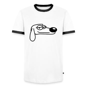 Dog Looks Cool Relaxed Look Guy Chill Dude - Men's Ringer Shirt - white/black - Front - AI Model Female 172 light (172cm) & AI Model Male 178 dark (178cm)