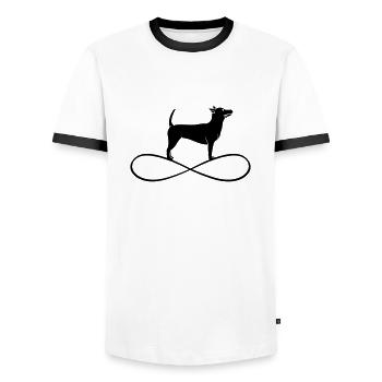Dog Infinite Symbol Love Forever Dog Person - Men's Ringer Shirt - white/black - Front - AI Model Female 172 light (172cm) & AI Model Male 178 dark (178cm)
