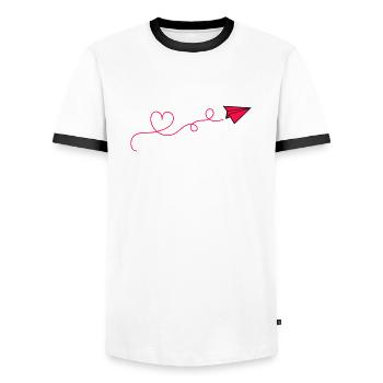 Coeur d’avion en papier - T-shirt contrasté Homme - blanc/noir - Devant - AI Model Female 172 light (172cm) & AI Model Male 178 dark (178cm)