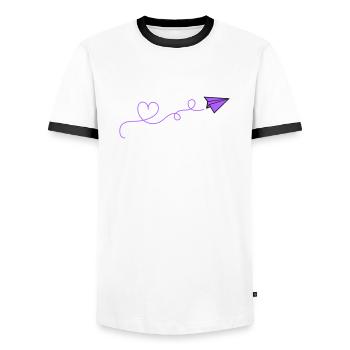 Coeur d’avion en papier - T-shirt contrasté Homme - blanc/noir - Devant - AI Model Female 172 light (172cm) & AI Model Male 178 dark (178cm)