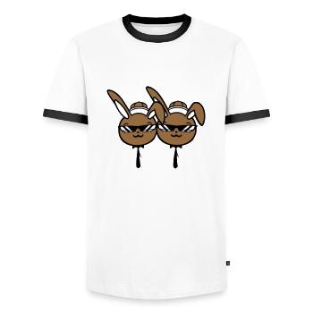 2 Sunglasses Bunnies Friends Team Crew Pair Two - Men's Ringer Shirt - white/black - Front - AI Model Female 172 light (172cm) & AI Model Male 178 dark (178cm)