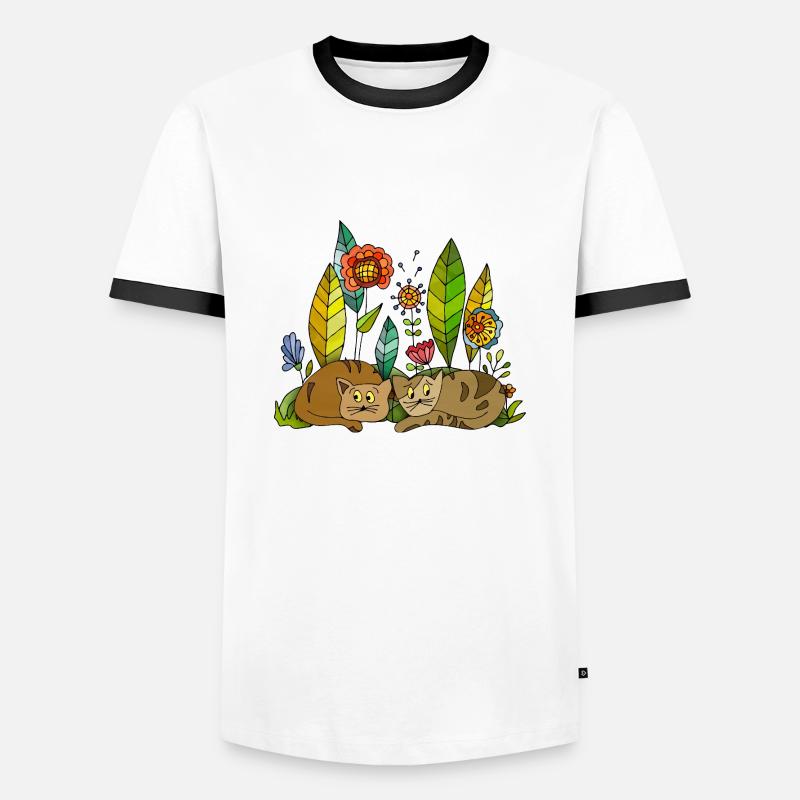 Chats - T-shirt contrasté Homme - blanc/noir