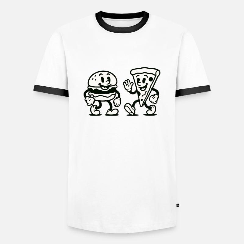 Burger Pizza Comic - Men's Ringer Shirt - white/black
