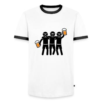 Party Team Beer Group - Men's Ringer Shirt - white/black - Front - AI Model Female 172 light (172cm) & AI Model Male 178 dark (178cm)