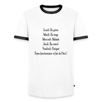 fonctionnaire - T-shirt contrasté Homme - blanc/noir - Devant - AI Model Female 172 light (172cm) & AI Model Male 178 dark (178cm)