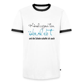 Kindergarten überlebt - Männer Kontrast-T-Shirt - Weiß/Schwarz - Vorne - AI Model Female 172 light (172cm) & AI Model Male 178 dark (178cm)