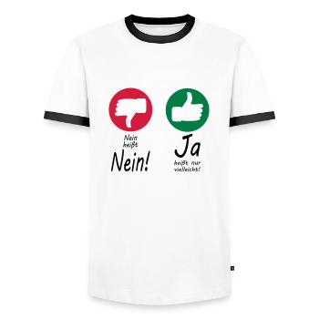 Nein heißt Nein + Daumen - Männer Kontrast-T-Shirt - Weiß/Schwarz - Vorne - AI Model Female 172 light (172cm) & AI Model Male 178 dark (178cm)