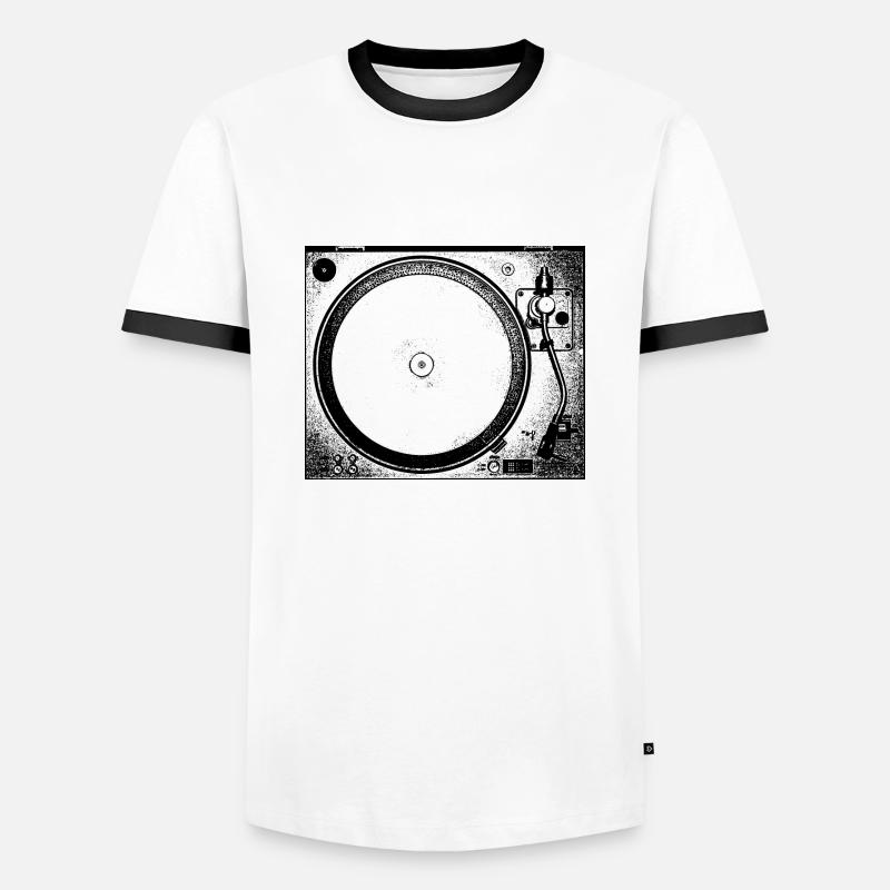 TECHNO Tee - Vinyl turntables - Men's Ringer Shirt - white/black