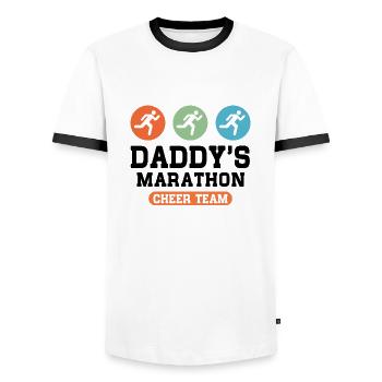 Marathon Cheer Team - Men's Ringer Shirt - white/black - Front - AI Model Female 172 light (172cm) & AI Model Male 178 dark (178cm)