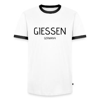 Giessen - Männer Kontrast-T-Shirt - Weiß/Schwarz - Vorne - AI Model Female 172 light (172cm) & AI Model Male 178 dark (178cm)