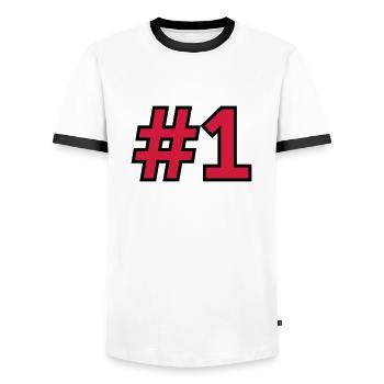 Sport Zahl 1 Eins - Männer Kontrast-T-Shirt - Weiß/Schwarz - Vorne - AI Model Female 172 light (172cm) & AI Model Male 178 dark (178cm)