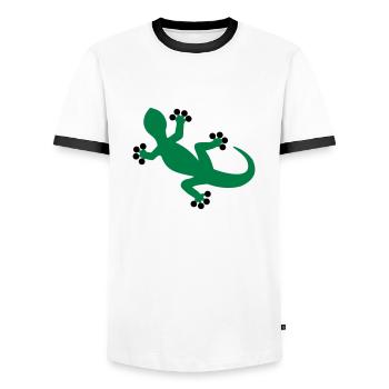 Gecko / Eidechse - Männer Kontrast-T-Shirt - Weiß/Schwarz - Vorne - AI Model Female 172 light (172cm) & AI Model Male 178 dark (178cm)