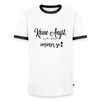 Keine Angst, ich bin immer so! - Männer Kontrast-T-Shirt - Weiß/Schwarz - Vorne - AI Model Female 172 light (172cm) & AI Model Male 178 dark (178cm)