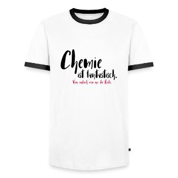 Chemie ist fantastisch - Männer Kontrast-T-Shirt - Weiß/Schwarz - Vorne - AI Model Female 172 light (172cm) & AI Model Male 178 dark (178cm)