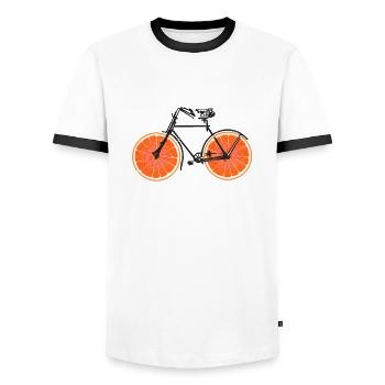 Fahrrad Orangen Früchte Velo Fahrräder Urbanbike - Männer Kontrast-T-Shirt - Weiß/Schwarz - Vorne - AI Model Female 172 light (172cm) & AI Model Male 178 dark (178cm)