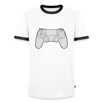 Moderner Videospiel-Controller - Männer Kontrast-T-Shirt - Weiß/Schwarz - Vorne - AI Model Female 172 light (172cm) & AI Model Male 178 dark (178cm)