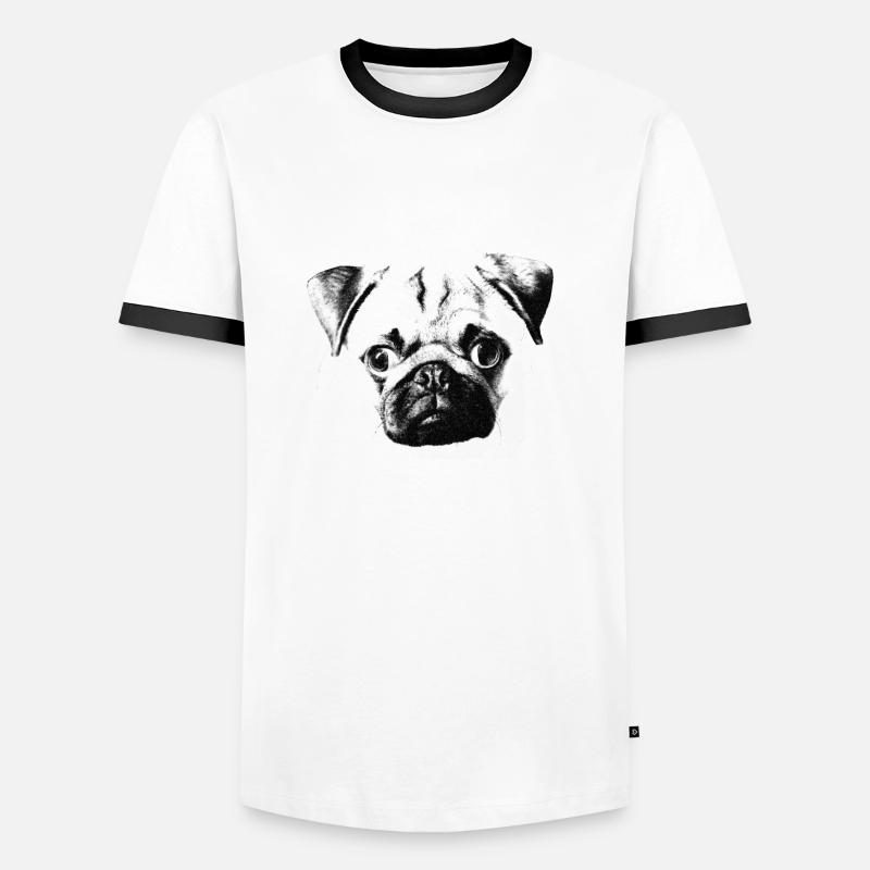mopsgesicht - Männer Kontrast-T-Shirt - Weiß/Schwarz