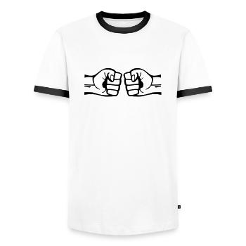 true_friends_f1 - Men's Ringer Shirt - white/black - Front - AI Model Female 172 light (172cm) & AI Model Male 178 dark (178cm)