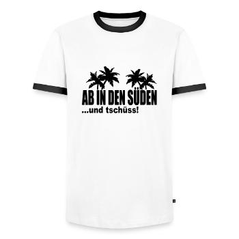 du sud - T-shirt contrasté Homme - blanc/noir - Devant - AI Model Female 172 light (172cm) & AI Model Male 178 dark (178cm)