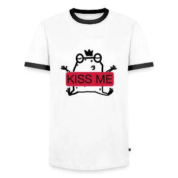 Embrasse-moi la grenouille - T-shirt contrasté Homme - blanc/noir - Devant - AI Model Female 172 light (172cm) & AI Model Male 178 dark (178cm)