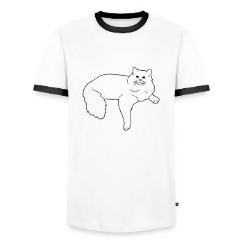 ragdoll - Men's Ringer Shirt - white/black - Front - AI Model Female 172 light (172cm) & AI Model Male 178 dark (178cm)