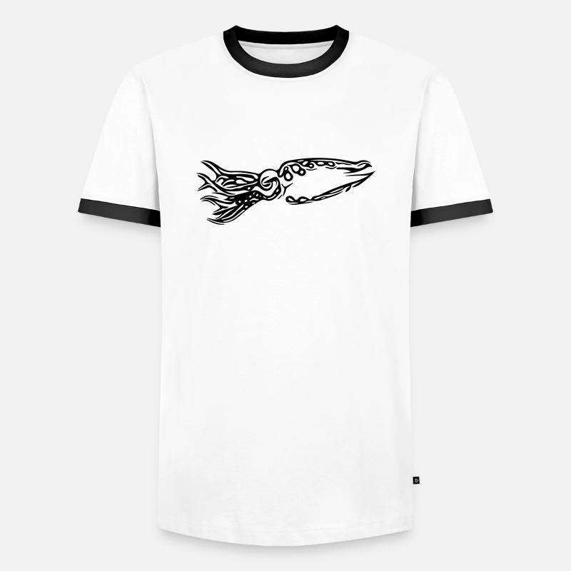 Octopus - Men's Ringer Shirt - white/black