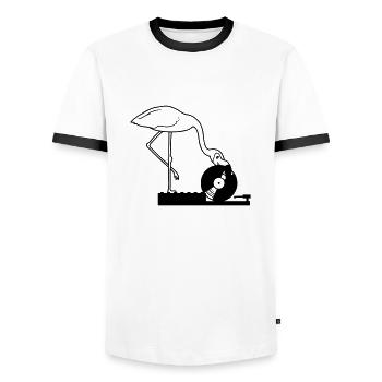 musik party feiern disko club auflegen mischpult v - Männer Kontrast-T-Shirt - Weiß/Schwarz - Vorne - AI Model Female 172 light (172cm) & AI Model Male 178 dark (178cm)