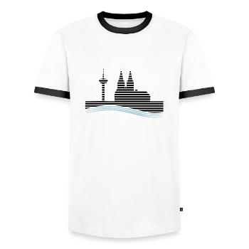 Cologne - T-shirt contrasté Homme - blanc/noir - Devant - AI Model Female 172 light (172cm) & AI Model Male 178 dark (178cm)