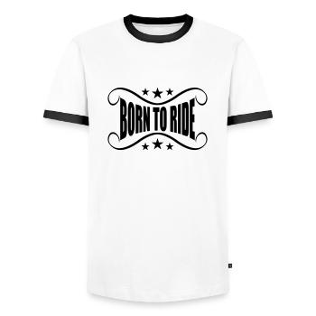 bannière née pour monter à moto - T-shirt contrasté Homme - blanc/noir - Devant - AI Model Female 172 light (172cm) & AI Model Male 178 dark (178cm)