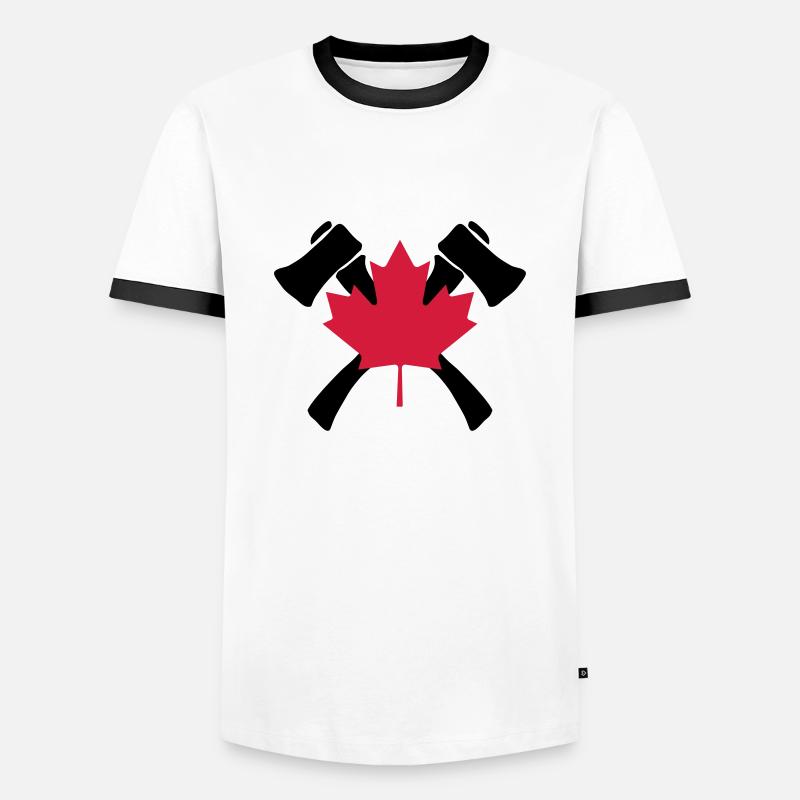 Canada lumbering - Männer Kontrast-T-Shirt - Weiß/Schwarz