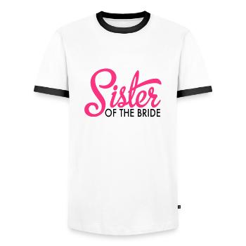 bride - Men's Ringer Shirt - white/black - Front - AI Model Female 172 light (172cm) & AI Model Male 178 dark (178cm)
